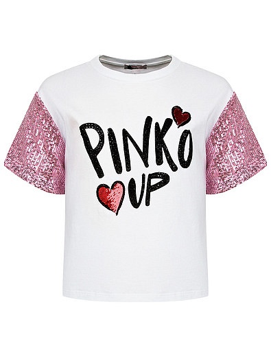 Укороченная футболка с пайетками Pinko - 1134609171591 - Фото 1