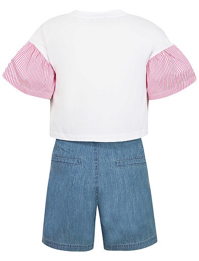 Комплект из футболки и джинсовых шорт Moschino - 3024509374551 - Фото 2