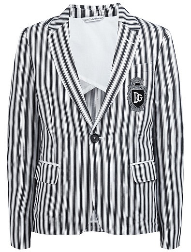 Однобортный костюм в полоску с гербом DG из 2 изд. Dolce & Gabbana - 6024519070068 - Фото 4