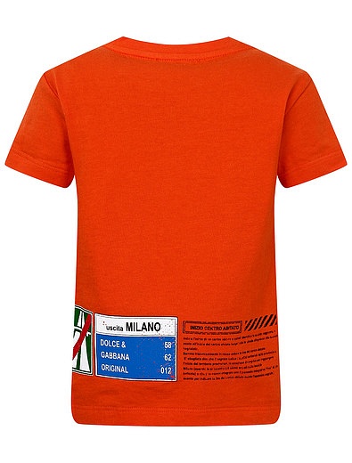 Оранжевая футболка с принтом Dolce & Gabbana - 1134519182137 - Фото 2