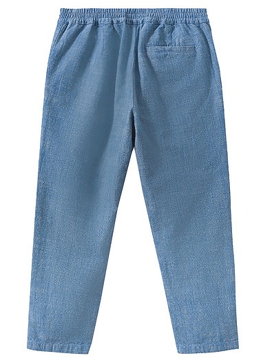Синие хлопковые брюки прямого кроя Bonpoint - 1084519173171 - Фото 2