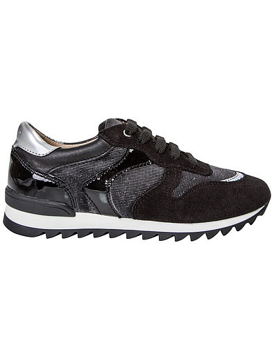 Черные кроссовки с текстильными вставками UNISA - 2101119680027 - Фото 2