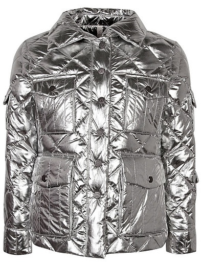 Стеганая серебряная куртка с накладными карманами NAUMI - 1074209880014 - Фото 1