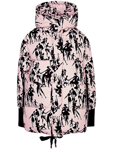 Розовая пуховая куртка с абстрактным принтом NAUMI - 1073009880019 - Фото 1