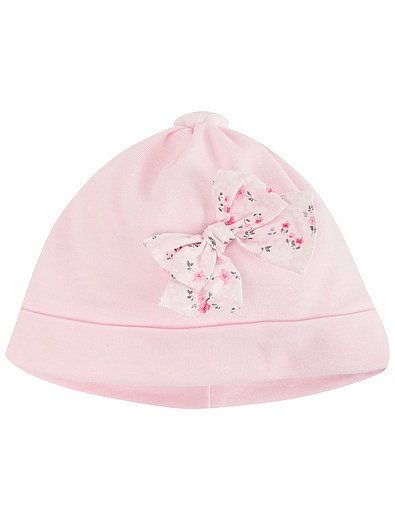 Розовая хлопковая шапка с бантиком Aletta - 1352609971168 - Фото 1