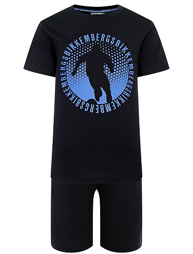 Синий комплект из футболки и шорт Bikkembergs - 3024519371441 - Фото 1