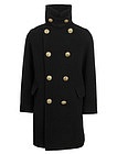 Чёрное двубортное пальто - 1124519381470