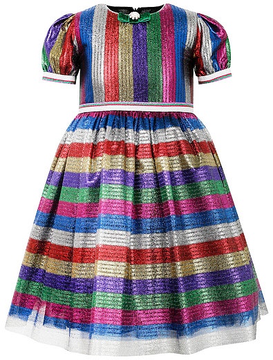 Сверкающее платье в разноцветную полоску EIRENE - 1052509980030 - Фото 1