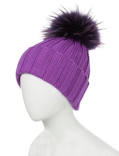 Фиолетовая шапка с помпоном Regina - 1354509280968 - Фото 2