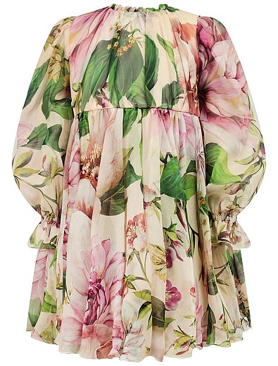 Платье из шёлка с принтом цветы Dolce & Gabbana - 1054509077888 - Фото 3