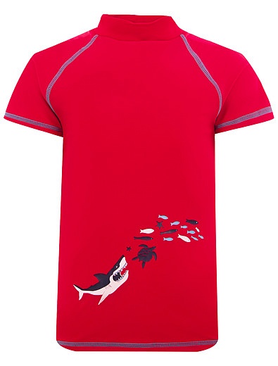 Красная солнцезащитная футболка с акулой Sanetta - 4404519270651 - Фото 1