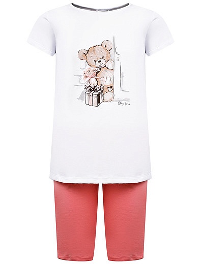 Хлопковая пижама с принтом медвежонок Story Loris - 0214509270219 - Фото 1