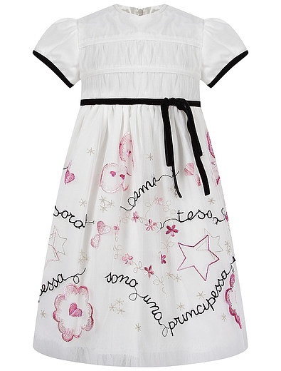 Хлопковое платье розовым принтом Aletta - 1051209980104 - Фото 1
