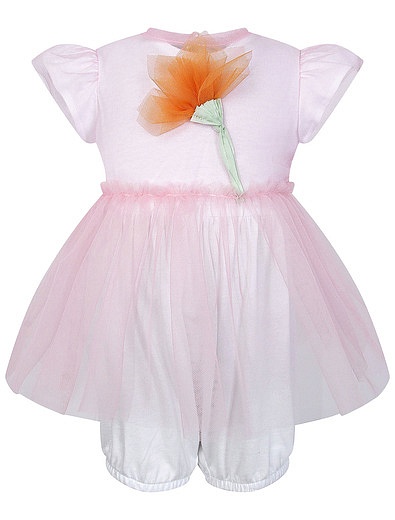 розовый Комбинезон с юбкой и цветком Il Gufo - 1284509170221 - Фото 1