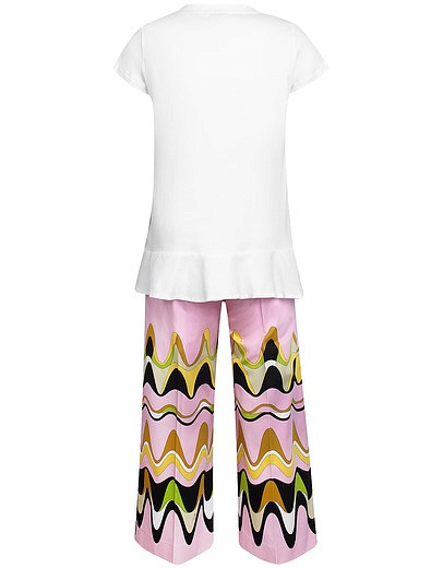 Комплект из футболки с пайетками и брюк с узором Emilio Pucci - 3022509870042 - Фото 3