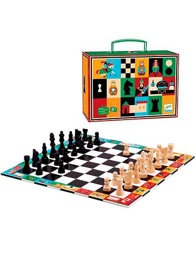 Настольная игра "Шахматы и шашки" 27х27 см. Djeco - 7134529082919 - Фото 1