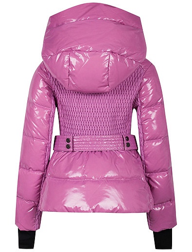 Розовая пуховая куртка с отделкой из меха енота NAUMI - 1072609980327 - Фото 6