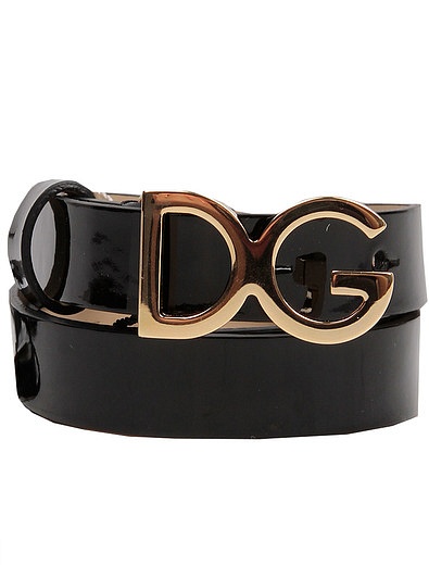 Чёрный ремень из лакированной кожи с лого Dolce & Gabbana - 1301108070025 - Фото 1