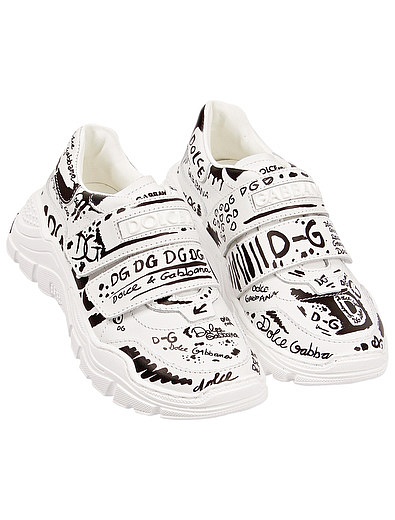 Кроссовки на липучках с принтом граффити Dolce & Gabbana - 2104509180268 - Фото 1