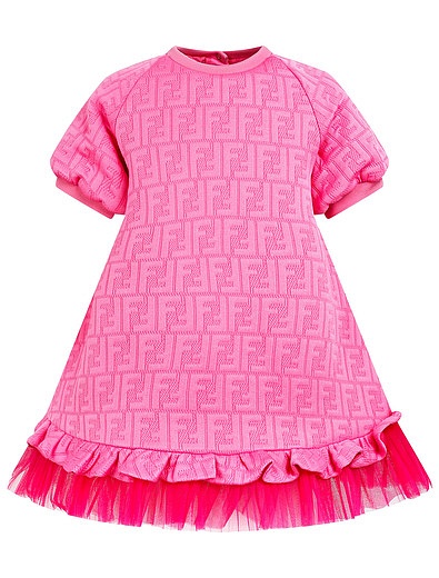 Пышное розовое платье с принтом FF Fendi - 1054509176000 - Фото 1