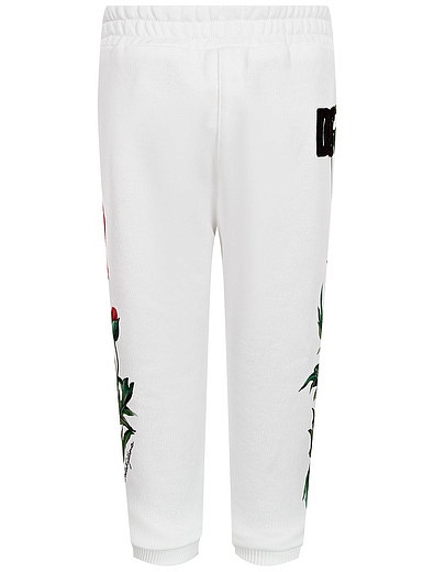 Белые спортивные брюки с маками Dolce & Gabbana - 4244509370790 - Фото 3