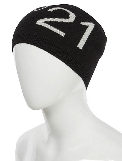 Чёрно-белая шапка с крупным логотипом №21 kids - 1354509281521 - Фото 2
