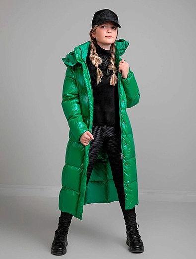 длинное зеленое пуховое пальто NAUMI - 1124509183770 - Фото 2