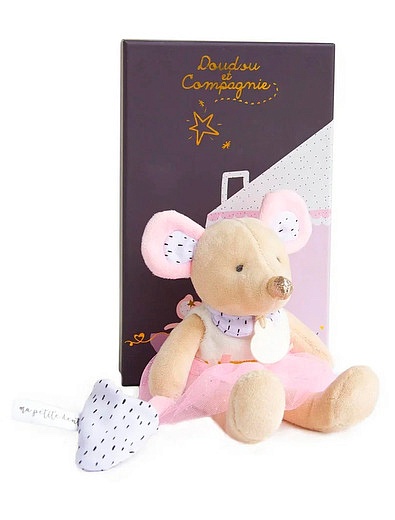 Кремовая мышка в розовом платье 21 см Dou Dou et Compagnie - 7124520180417 - Фото 5