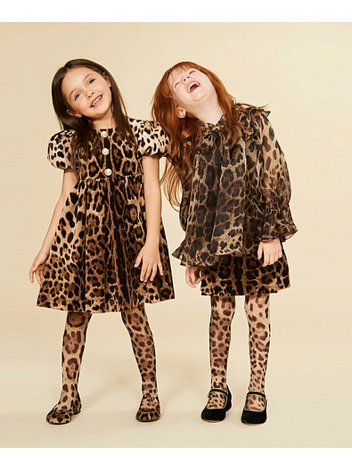 Леопардовое платье из эластичного бархата Dolce & Gabbana - 1057709980682 - Фото 3