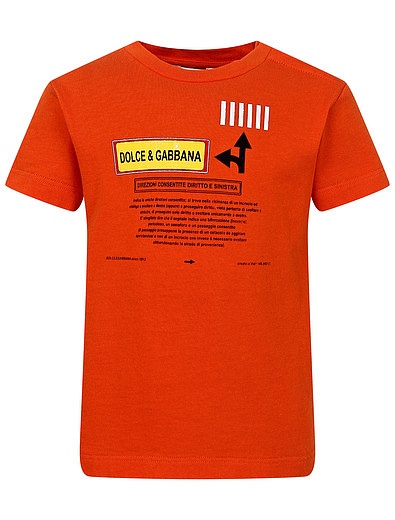 Оранжевая футболка с принтом Dolce & Gabbana - 1134519182137 - Фото 1