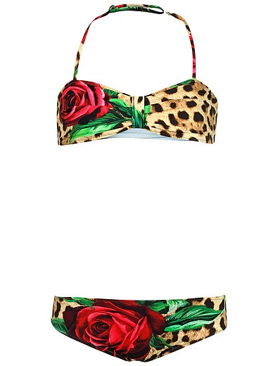 Купальник с принтом леопард и розы Dolce & Gabbana - 0887709970816 - Фото 1