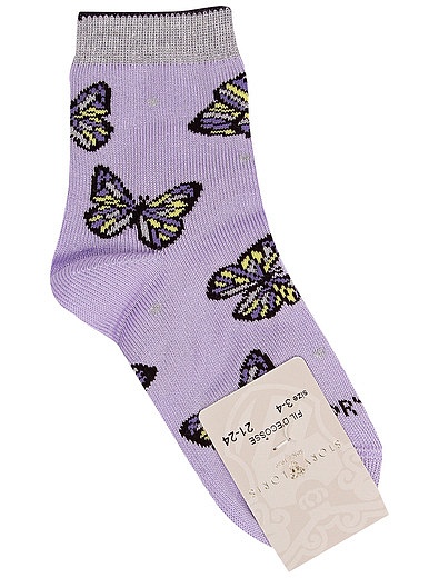 Фиолетовые носки с бабочками Story Loris - 1534509270163 - Фото 1