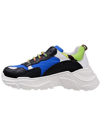 Кожаные кроссовки с разноцветными шнурками RONDINELLA - 2101419070047 - Фото 3