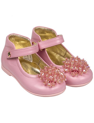 Розовые туфли из натуральной кожи с кристаллами Missouri - 2012609870197 - Фото 1