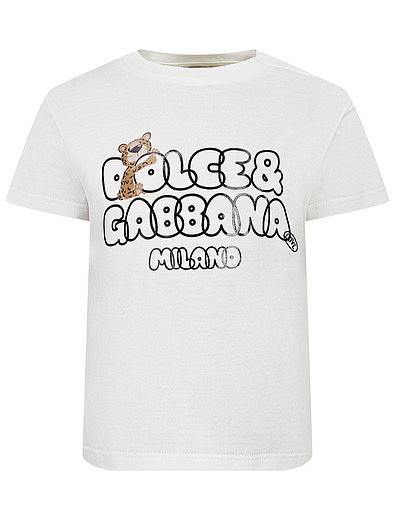 Футболка с леопардом на логотипе Dolce & Gabbana - 1134519370848 - Фото 1