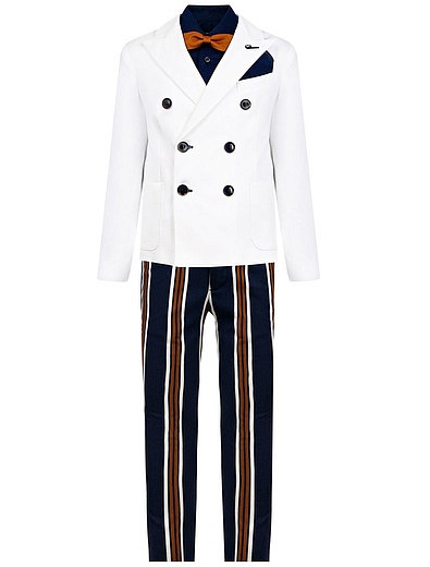 Костюм с белым пиджаком и брюками в полоску Colorichiari - 6054519270243 - Фото 1