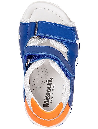 Синие сандалии из натуральной кожи на липучках Missouri - 2071419970091 - Фото 4