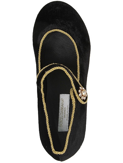 Туфли Мэри Джейн из бархата с декоративной пуговицей Dolce & Gabbana - 2011109980368 - Фото 4