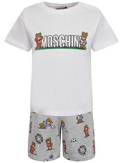 Хлопковый комплект из футболки и шорт Moschino - 3024519372783 - Фото 1