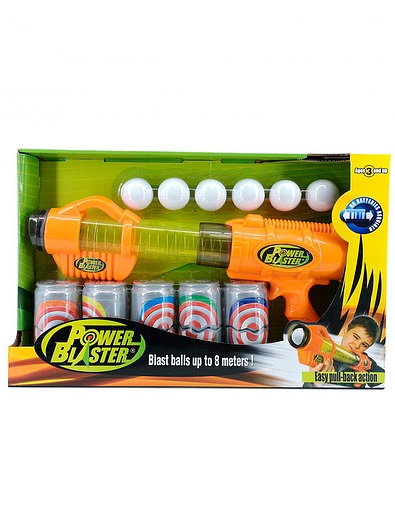 Игровой набор из бластера, 6 мягких шаров и 5 банок Toy Target - 7134529071593 - Фото 3