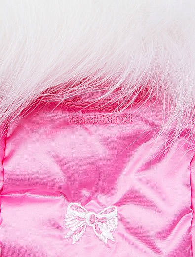 Розовый пуховой конверт с меховой отделкой Manudieci - 3382609780079 - Фото 3