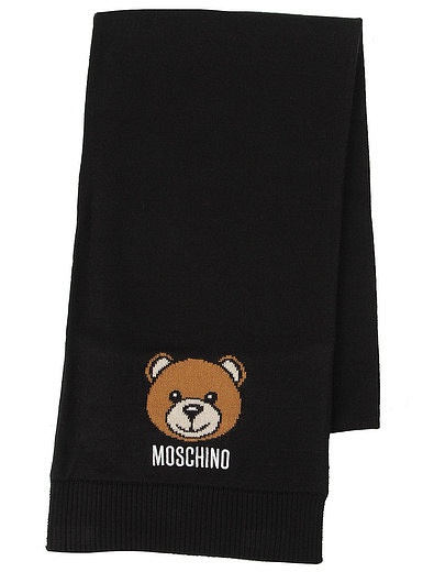 чёрный Шарф с логотипом Moschino - 1224528280105 - Фото 1
