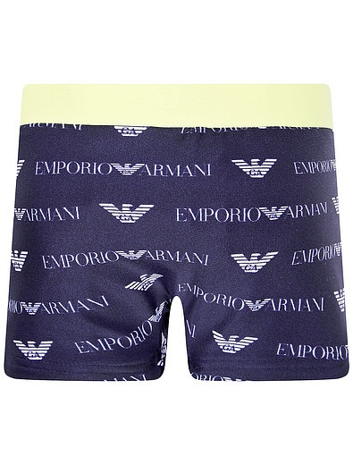 Плавки с принтом логотипа бренда синего цвета EMPORIO ARMANI - 0871419970068 - Фото 1