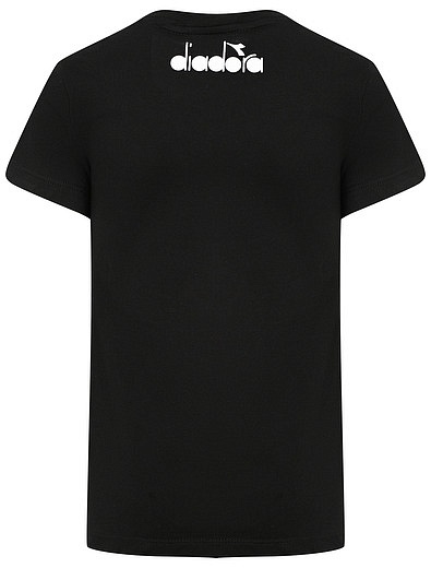 Черная хлопковая футболка с принтом DIADORA - 1131109980081 - Фото 2
