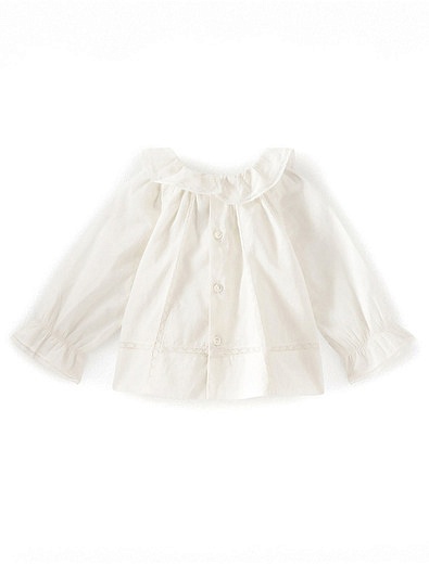 Хлопковая белая блуза Bonpoint - 1034509184229 - Фото 2