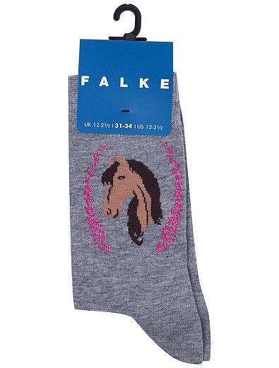 Носки серые с рисунком лошади FALKE - 1531709980137 - Фото 1