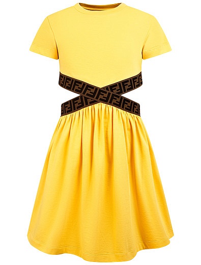 Желтое платье с вырезами на талии Fendi - 1054509176208 - Фото 1