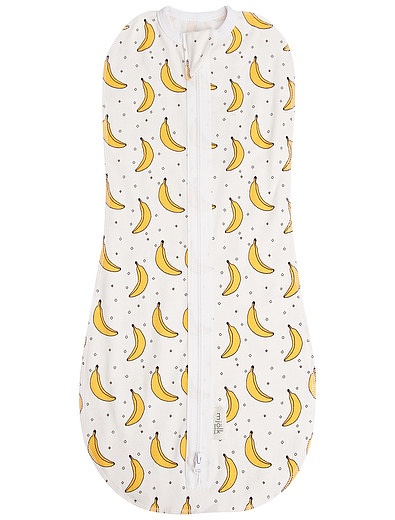 Пелёнка-кокон  и шапочка с принтом бананы Mjolk - 3384529280110 - Фото 3