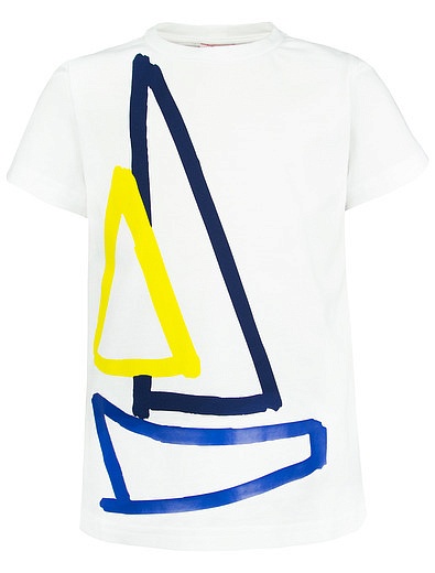 Комплект из футболки с принтом и клетчатых шорт Il Gufo - 3023019770051 - Фото 3