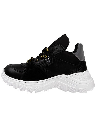 Черные кроссовки из натуральной кожи с текстильными вставками Automobili Lamborghini - 2101119980134 - Фото 4